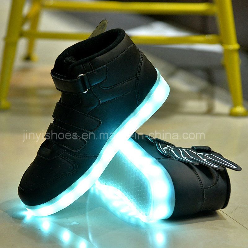 Autumn and Winter LED Shoes Light Flash Charging USB Mesh Breathable Children Shoes Light Wings
