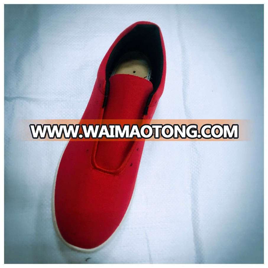 Red Color Sport Shoe for Woman with PVC Sole and Canvas Upper